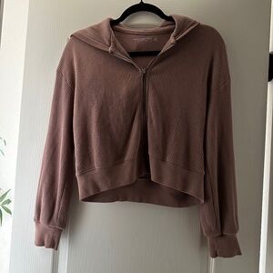Abercrombie & Fitch Mauve Dusty Rose waffle knit Zip-Up Hoodie! Size XS